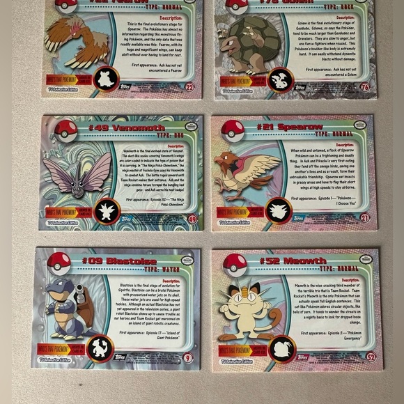Topps 1999 Pokemon TV Animation Edition Lot Partial Set 6 Cards Meowth Vintage - Picture 5 of 7